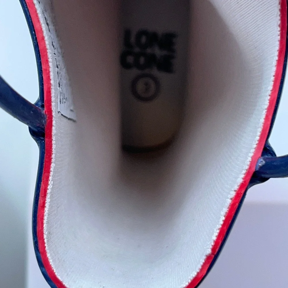 Lone Cone Kids Size 3 Red Navy Blue Waterproof Rubber Rain Boots New